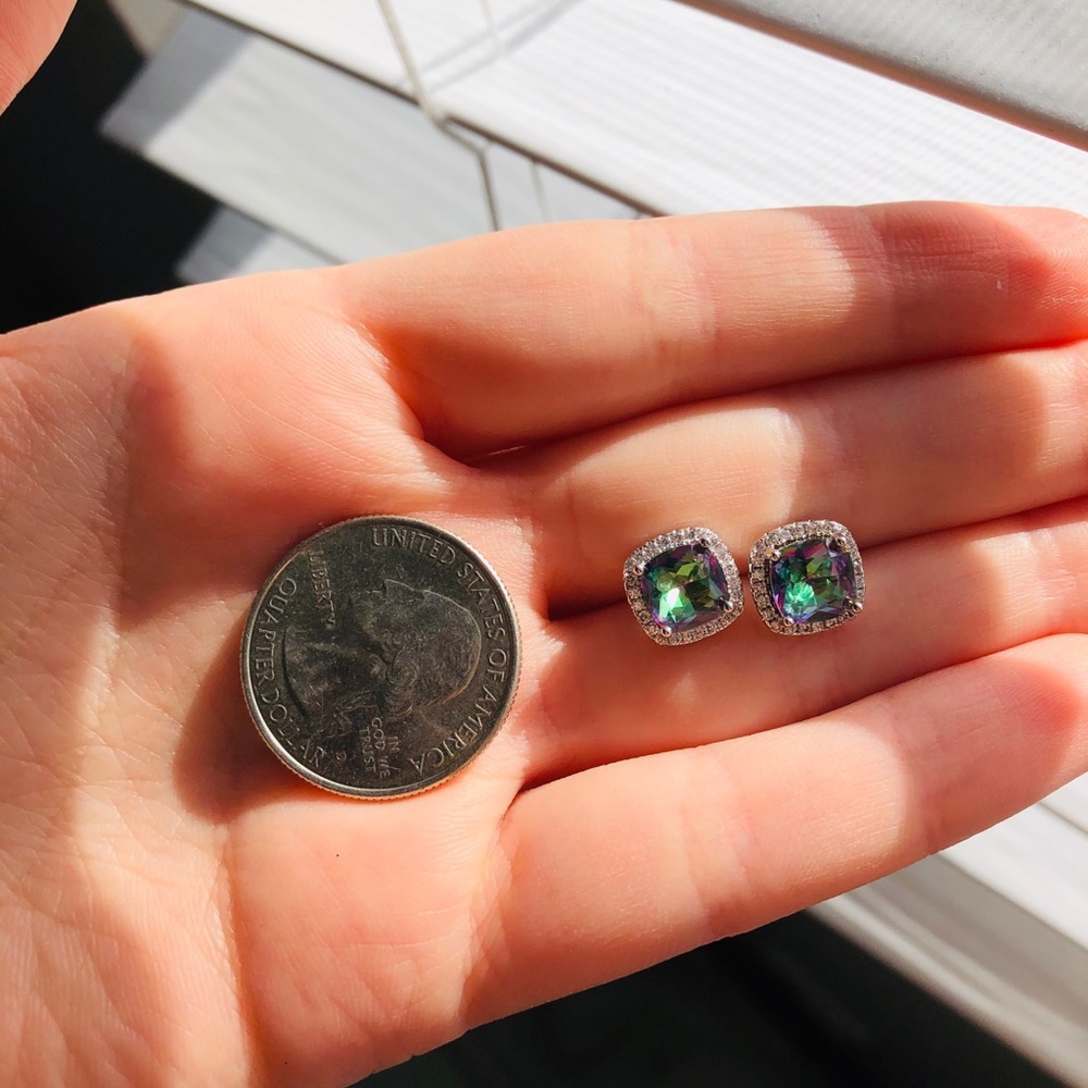 NWOT mystic topaz sterling silver earrings - Picture 3 of 8